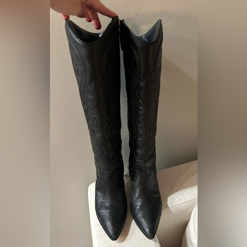 Schutz Maryana Block West Boot - 7.5 / Black / Leather